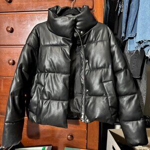 Calvin Clein Faux Leather Puffer Jacket!